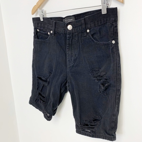 PacSun Black Ripped distressed Cotton Jean Shorts Waist 31 - Picture 12 of 12